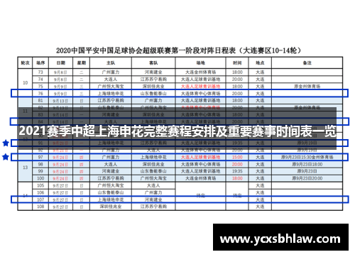 2021赛季中超上海申花完整赛程安排及重要赛事时间表一览